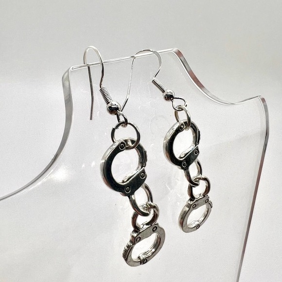 Handcuff Earrings - Police Earrings - Cop Costume Earrings - Picture 2 of 9